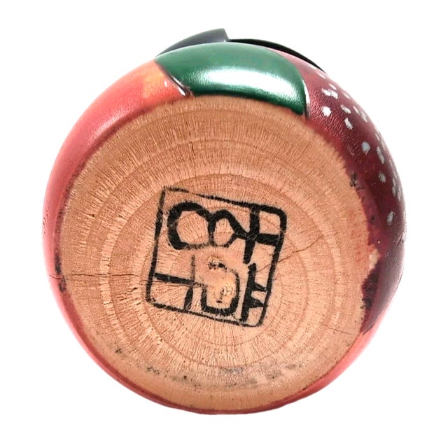 VTG Japanese Sosaku Kokeshi Doll Signed Hand-Painted Wood 5.5" Floral Kimono For Sale In San Diego - Image 6 of 8