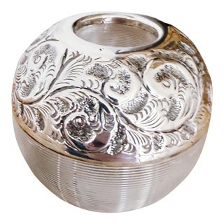 1907 English Sterling Silver and Glass Match Striker For Sale