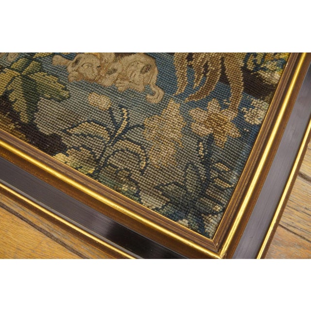 1750s GreenTraditional Scenic Antique English Needlepoint Rug 2'4"x2'7" Silk Flatweave Carpet For Sale In New York - Image 6 of 12