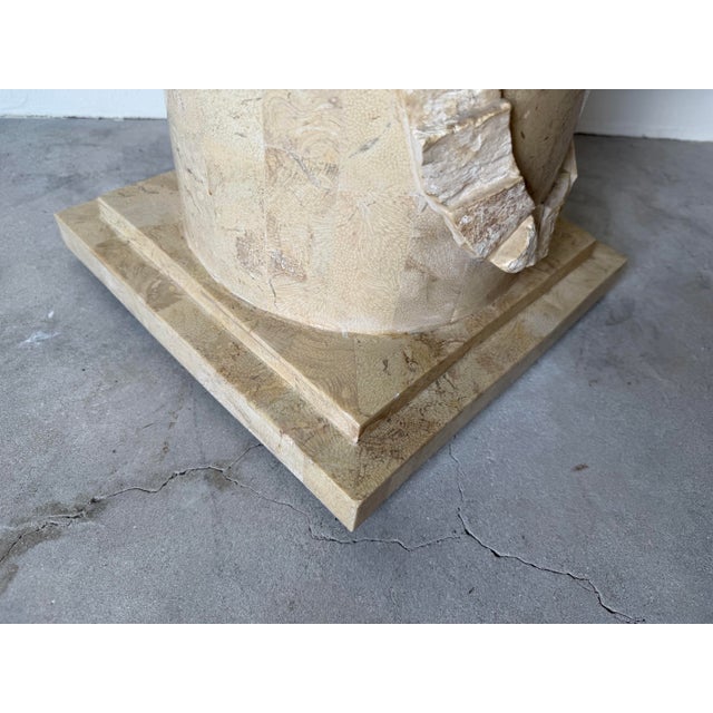 Stone Vintage Maitland Smith Style Tessellated Stone Pedestal Column For Sale - Image 7 of 12