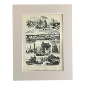 Antique 1874 Wood Engraving, "St. Louis" Missouri in 11x14 Frame-Ready Mat