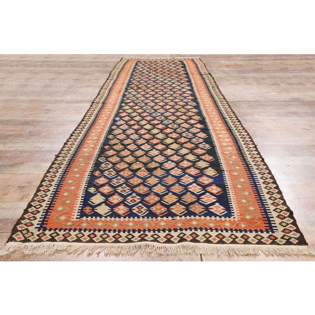 Late 19th Century Persian Bijar Kilim Rug, 03'03 X 12'07 For Sale - Image 9 of 10