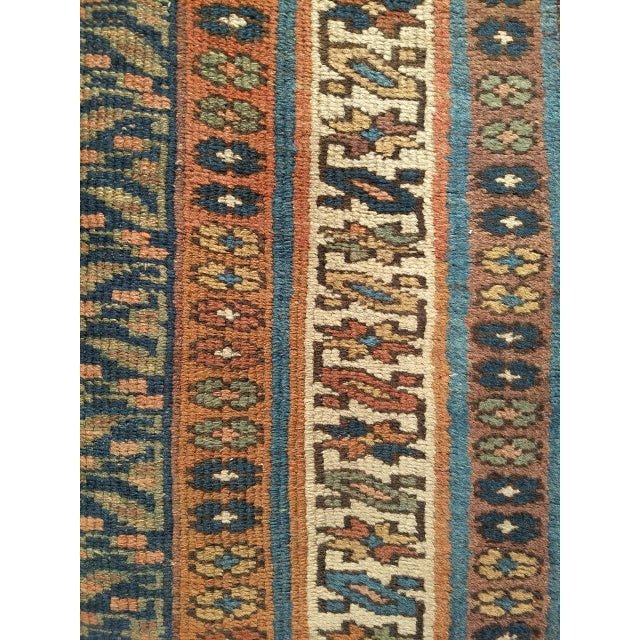 Vintage Persian Kurdish Runner Rug, Hand-Knotted Wool, All-Over Paisley Pattern, Blue & Green, 3x15 For Sale - Image 4 of 17