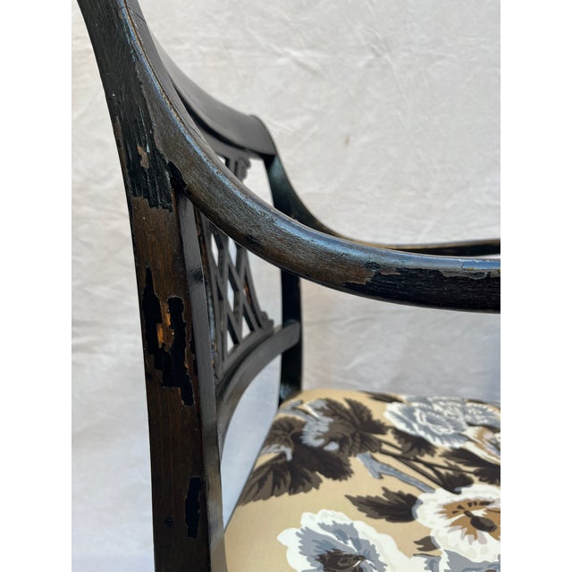 Pyne Hollyhock Chintz Black Neoclassical Armchair For Sale - Image 13 of 16