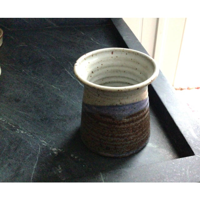 Blue Vintage Hand-Made Hand-Painted Blue Maine Pottery Vessels - a Pair For Sale - Image 8 of 11