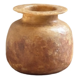 Vintage Handcrafted Egyptian Alabaster Vase For Sale