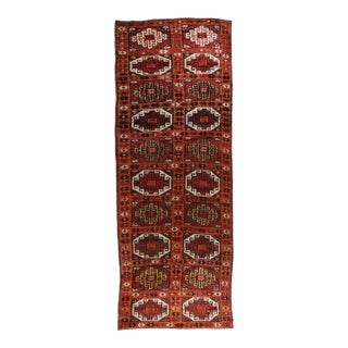 Antique Konya Rug Hallway Runner – Tribal Geometric Masterpiece Runner Rug -3' 6'' X 13' For Sale