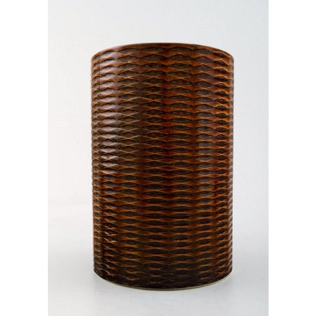 Stig Lindberg, Gustavsberg, Domino Vase in Ceramic. 1950/60S. Measures: 15 cm. Diameter: 10 cm. Marked. In perfect...