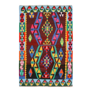 Mid 20th Century Colorful Small Vintage Kilim Rug For Sale