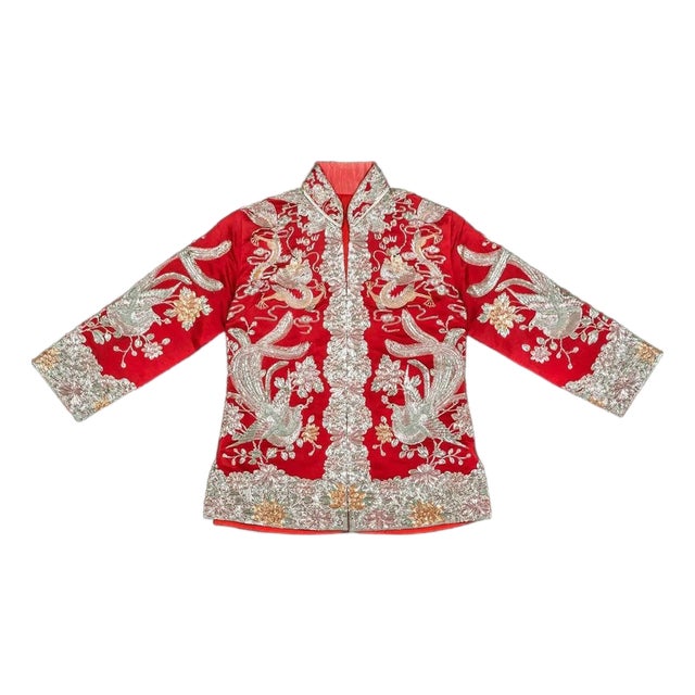 Framed Chinese Embroidery Southern Bridal Jacket For Sale