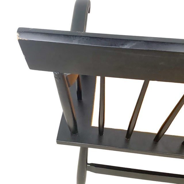 Vintage Hitchcock Style Stenciled Bench, Black & Gold Spindle Settee For Sale - Image 9 of 12