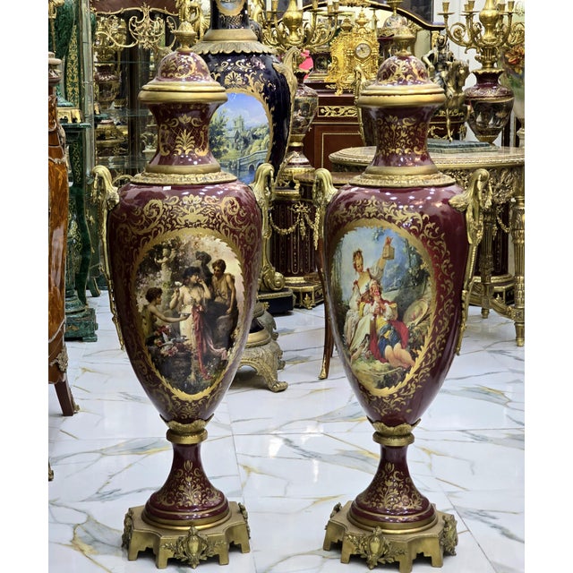 Pair of Porcelain Vases France French Style For Sale - Image 12 of 12