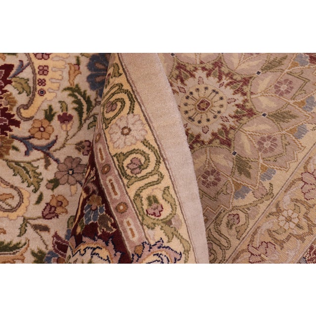 Textile 1990's Floral Pak-Persian Tan/Drk. Red Wool Rug - 10'1'' X 14'3'' For Sale - Image 7 of 9