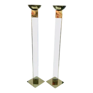 1970s Max Baguara for Lamperti Italian Brass & Glass Laser Floor Lamps - A Pair