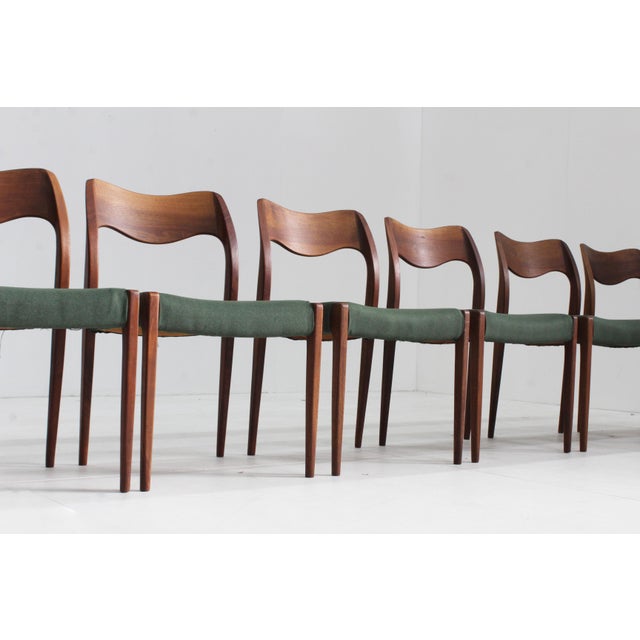 Vintage Danish Model 71 Dining Room Chairs by Niels Moller for J.L. Møllers, 1950s, Set of 6 For Sale - Image 6 of 9