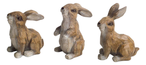 Carved Stone Garden Rabbit Figurine (Set of 6)