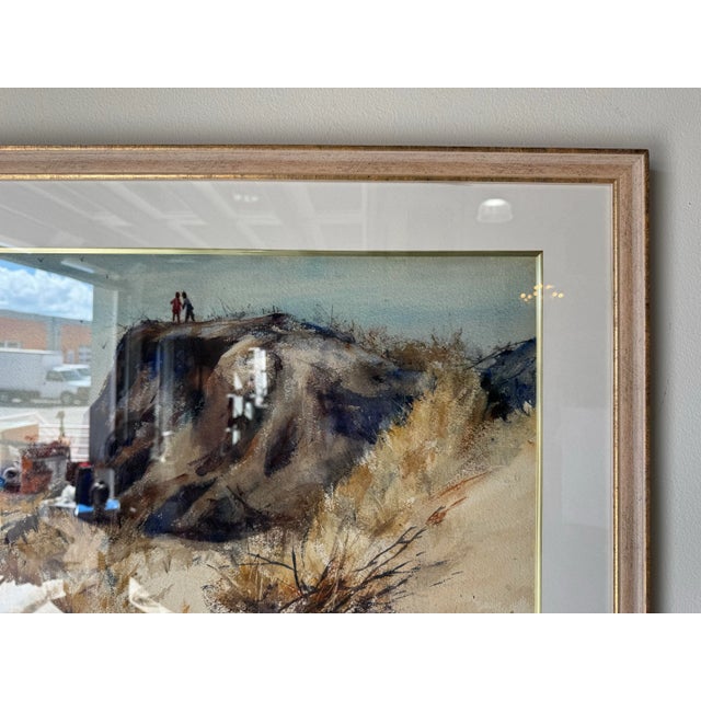 Brown Vintage Sherman Coastal Landscape Watercolor Painting, Framed For Sale - Image 8 of 11