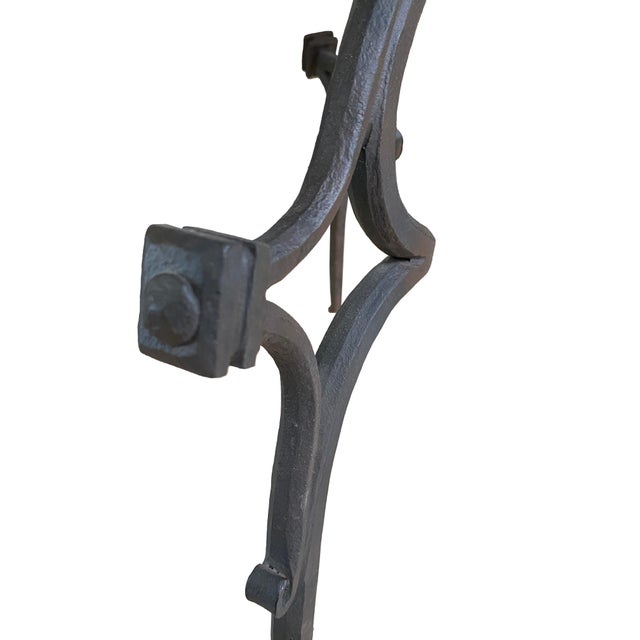 Mid-Century English Gothic Style Iron Side Table With Hexagonal Marble Inlay Top For Sale - Image 10 of 11