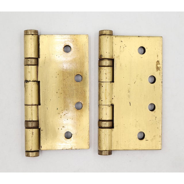 Mid 20th Century Pair of Reclaimed 4 X 4 In. Brass Baldwin Ball Bearing Door Hinges For Sale - Image 5 of 5