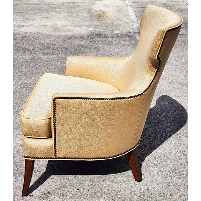 Light Yellow MCM Wingback Lounge Chair by Stanford Furniture Co For Sale - Image 8 of 17