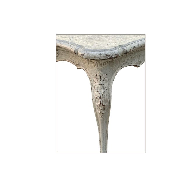 Greige 19th Century Louis XV Painted Dining Table With Faux Marble Top For Sale - Image 8 of 8