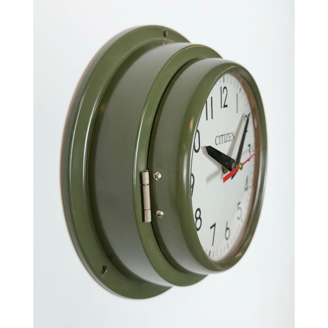 1980s Vintage Green Citizen Ships Wall Clock, 1970s For Sale - Image 5 of 17