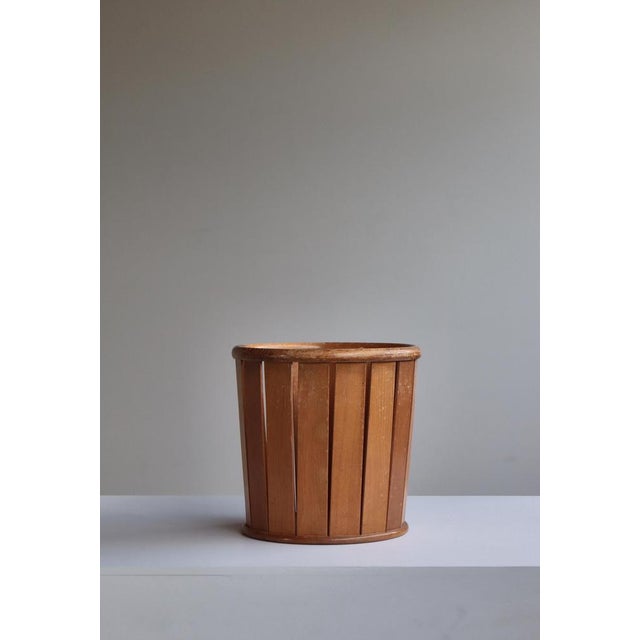 Gold Vintage Paper Basket by Hans J. Wegner for Aarhus City Hall, Oak, Denmark, 1940s For Sale - Image 8 of 13