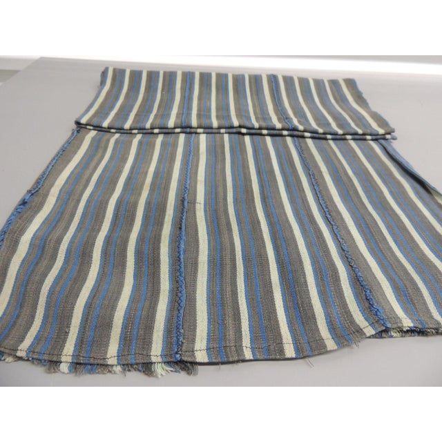 Vintage Blue and Natural Stripes Woven Cotton African Textile Panel Yoruba Size:37"W x 56"L
