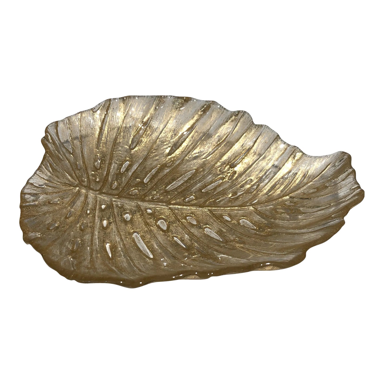 Murano Cristal Oak Leaf VidePoche, Italian Work, Circa 1970 Chairish