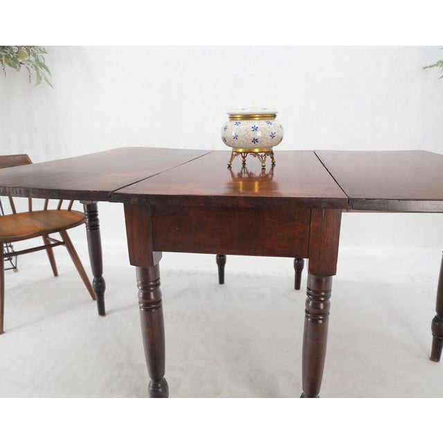 Wood Solid Walnut Board Antique Drop Leaf Dining Center Console Table Clean! For Sale - Image 7 of 17
