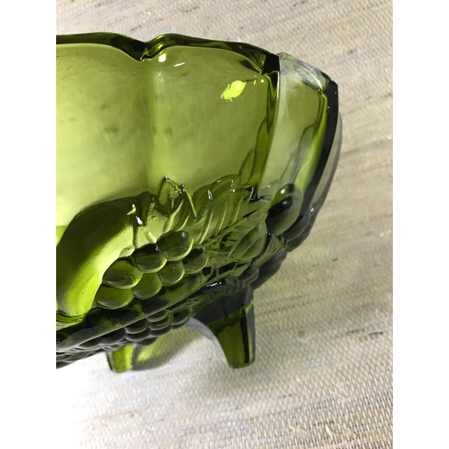 1960's Oval Green Glass Footed Fruit Bowl Vintage | Chairish