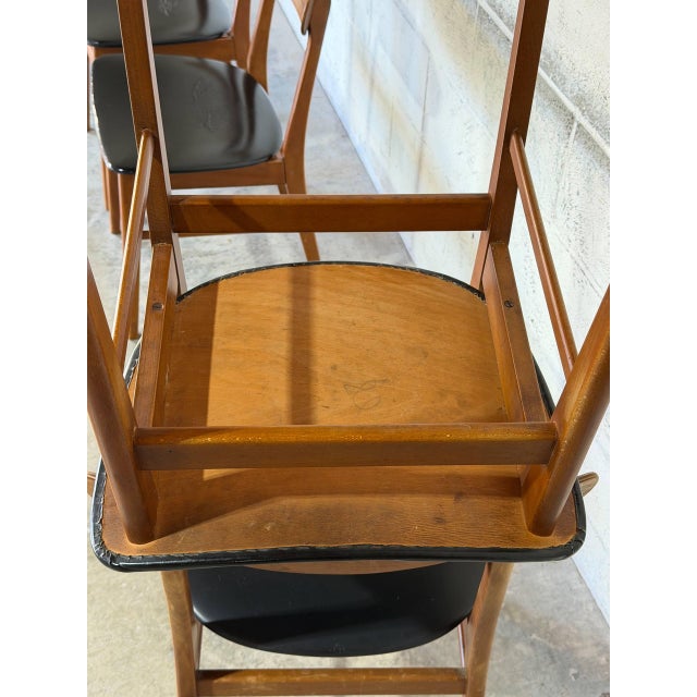 Teak Dining Chairs With Black Leatherette Seats Set of 4 Danish Mid-Century Modern 1960s For Sale - Image 9 of 13
