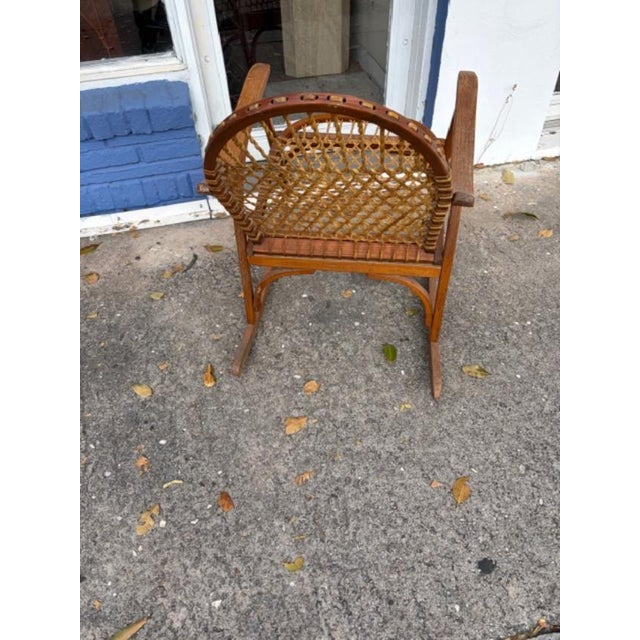 Mid-Century Modern 1970s Vintage Snowshoe Oak Rocking Chair by Vermont Tubbs For Sale - Image 3 of 6