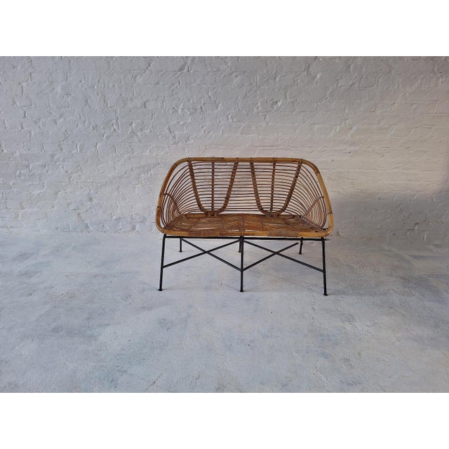 Wood Mid-Century Italian Bamboo and Iron 2-Seater Sofa, 1960s For Sale - Image 7 of 9