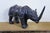 Realism Vintage Tooled Leather African Rhinoceros Foot Stool Ottoman Sculpture 35" For Sale - Image 3 of 18