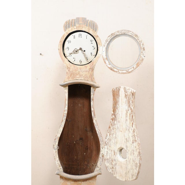 Tan 19th C. Swedish Floor Clock, Scraped Finish For Sale - Image 8 of 11