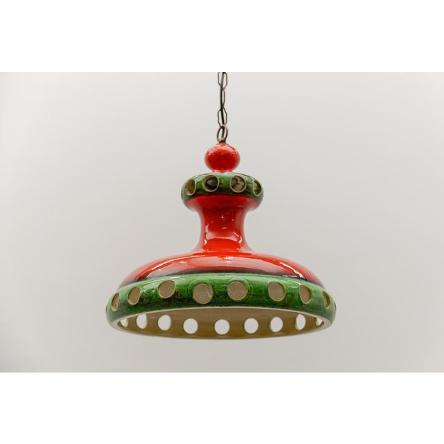Large Handmade Ceramic Pendant Lamp, Italy, 1960s For Sale - Image 13 of 13