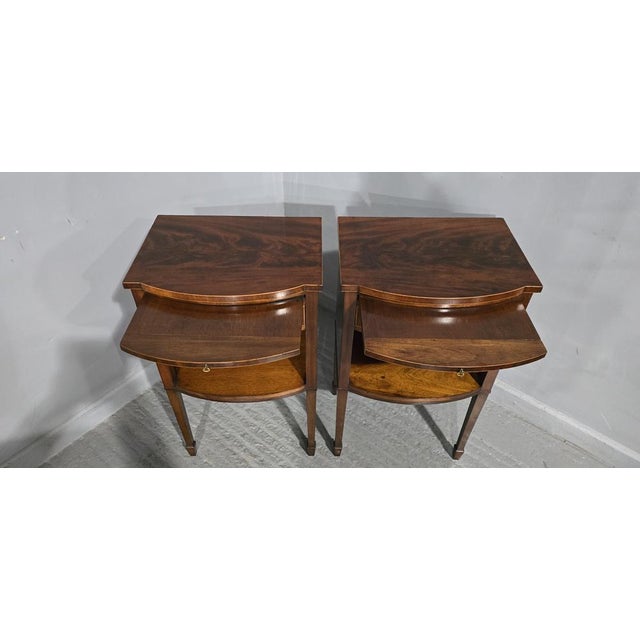 Wood Antique English Mahogany Bedside Nightstands, 1900, Set of 2 For Sale - Image 7 of 16