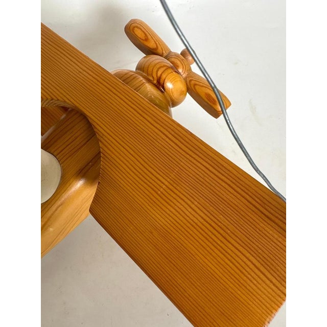 Gold Wooden Airplane Pendant Light in Pine, France, 1970s For Sale - Image 8 of 11