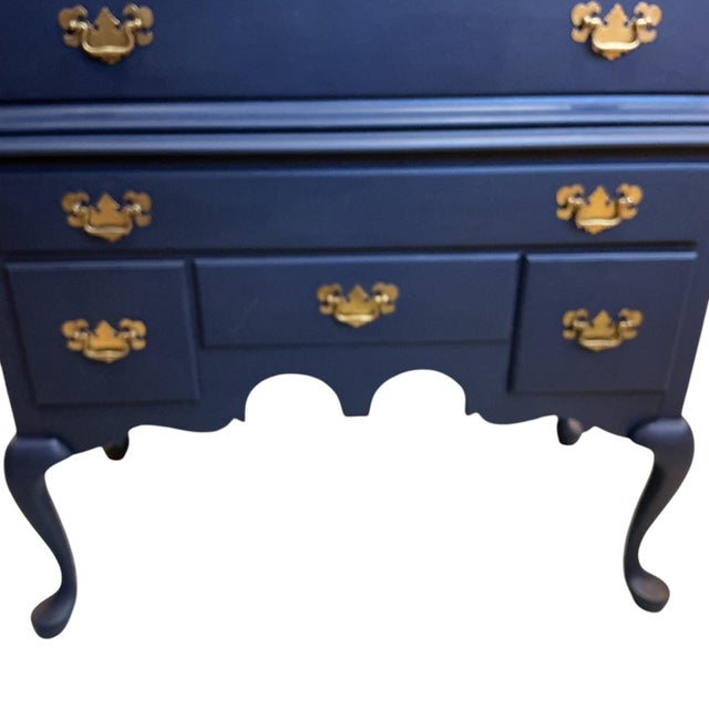 Beautiful Pennsylvania House two-piece highboy chest featuring a classic broken-arch pediment, elegant traditional lines,...