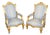 19th C. Pair French Napoleonic Style Armchairs, Giltwood & Blue Upholstery For Sale