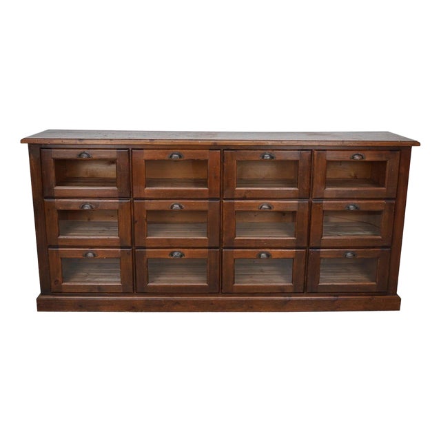 Vintage Dutch Pine Haberdashery Shop Cabinet For Sale