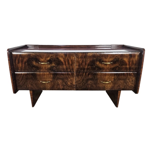 Vintage Chest of Drawers with Glass Top, 1950 For Sale