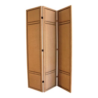 Lee Industries McAlpine Home Custom Upholstered Three Panel Suede Screen For Sale