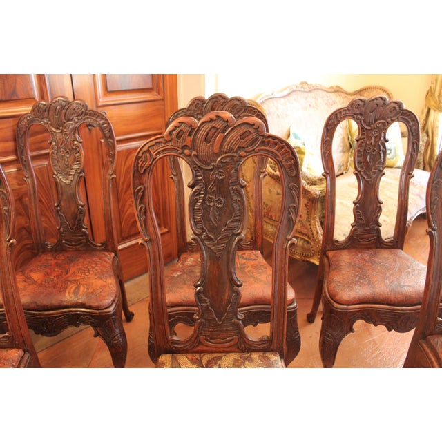 Set of Six Dining Chairs With Leather Seats, Portuguese or Spanish Rococo, 18th Century For Sale - Image 6 of 18