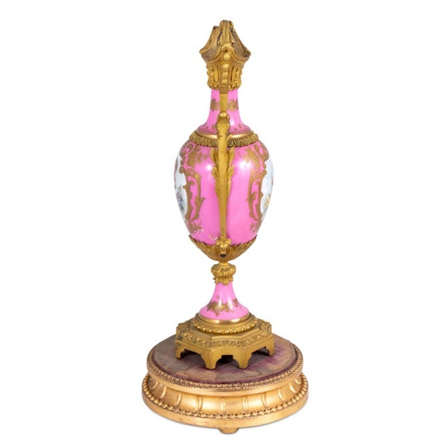 Manufacture de Sevres Sevres Gilt Metal Mounted Pink Porcelain Ewer For Sale - Image 4 of 4