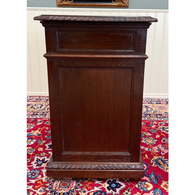 Antique French Marble Top Chest Side or End Table Nightstand Barley Twist Oak For Sale - Image 18 of 18