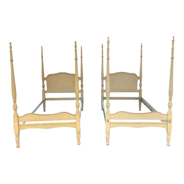 Mid 20th Century Vintage French Provincial Urn Poster Twin Size Beds, a Pair For Sale