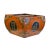 This is an oriental square shape bucket in a vintage rustic Orange #B54700 lacquer finish with colorful graphics....