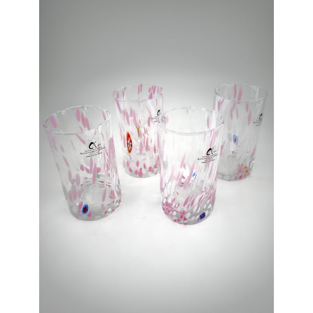 Hand Blown Alessandro Coppola Murano Art Glass Tumblers Handcrafted in Italy - Set of 4 For Sale - Image 12 of 13